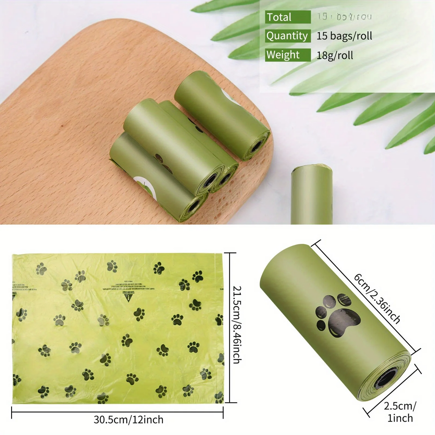 Biodegradable dog poop bags + dispenser
